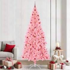 vidaXL Brad de Crăciun cu 300 LED cu suport Roz 240 cm PVC 3396447