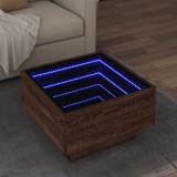 VidaXL Măsuță de cafea cu LED stejar maro 50x50x30 cm lemn prelucrat