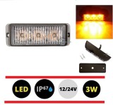 3 Led 12v 24v Lumina de avertizare de urgenta intermitenta stroboscopica