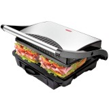 Gratar Multifunctional 4 in 1 Hett, 1000W, Sandwich-maker, Toaster, Gratar, Panini, Argintiu/Negru