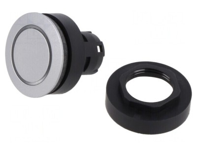 Comutator apăsare 22mm argintiu IP65 plat foto