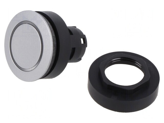 Comutator apăsare 22mm argintiu IP65 plat