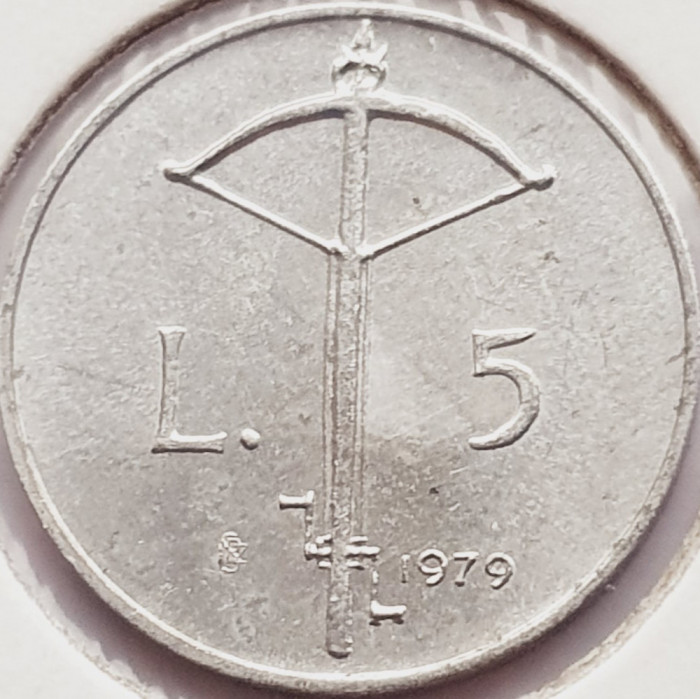 2721 San Marino 5 Lire 1979 Symbols of the State - Crossbow km 91