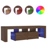 Cumpara ieftin Comoda TV cu lumini LED, stejar maro, 140x36,5x40 cm
