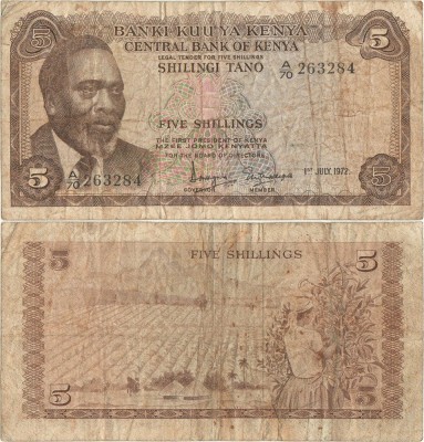 1972 (1 VII), 5 shillings (P-6c) - Kenya! foto