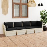 vidaXL Canapea grădină din paleți, 4 locuri, cu perne, lemn de molid 3063451