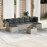 Cumpara ieftin Gossi set mobilier de gradina cu perne, 8 piese gri deschis poliratan