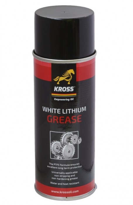 Spray vaselina alba KROSS White Lithium Grease KS-34649, 400 ml, pe baza de litiu