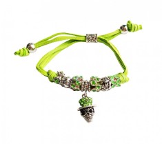 Bratara confectionata manual cu 8 Charmuri cu cristale, Verde, BR68