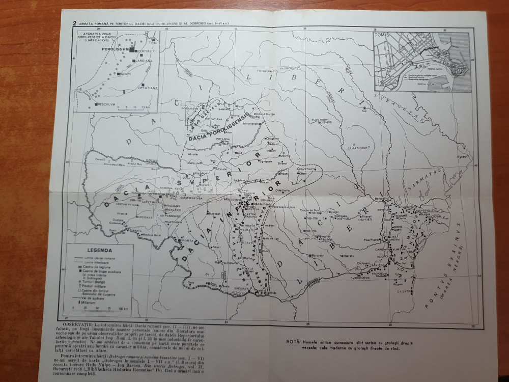Harta armata romana pe teritorilul daciei anul 101-272 - perioada comunista  | Okazii.ro