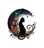Cumpara ieftin Sticker decorativ Pisica Noptii, Multicolor, 59 cm, 5521ST, Oem