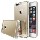 Husa iPhone 7 Plus Oglinda Aurie Luxury MyStyle Silicon Slim Protectie Socuri Zgarieturi Decupaj Logo