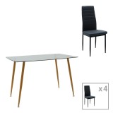 Cumpara ieftin Set dining Chloe-Parker, Pako World, Sticla, Gri, 120x70x75 cm