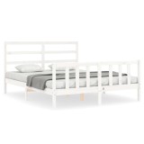 Cumpara ieftin Cadru de pat fara saltea, alb, 160x200 cm, lemn masiv pin