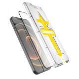 Set 2 folii sticla securizata cu sistem de montare usor si rapid full cover 3d flippy compatibila cu apple iphone 13 pro max negru