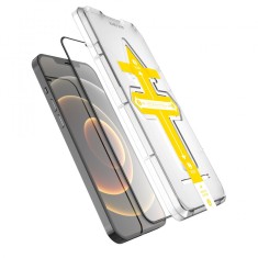 Set 2 folii sticla securizata cu sistem de montare usor si rapid Full Cover 3D Flippy compatibila cu Apple iPhone 13 Pro Max Negru foto