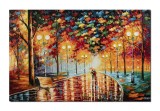 Cumpara ieftin Tablou indragostiti gigant pictat manual, Noi doi pe aleea cu felinare, 150x100cm ulei pe panza, gata de agatat pe perete