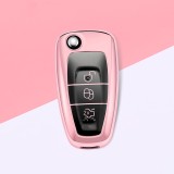 Husa Cheie Auto FORD TPU+PC PINK cu Butoane Negre Cheie Briceag (Ford Focus, Fiesta,Transit) AutoProtect KeyCars, Oem