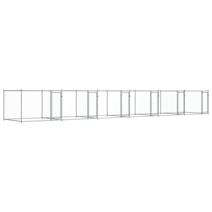 Cusca pentru caini cu usi, gri, 12x2x1,5 m, otel galvanizat GartenMobel Dekor