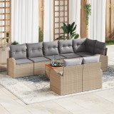 vidaXL Set Canapea Grădină 9 pcs Bej, gri deschis mare Ratan, Sticlă