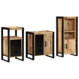 Cumpara ieftin Set de mobilier pentru baie 3 buc. Maro si negru