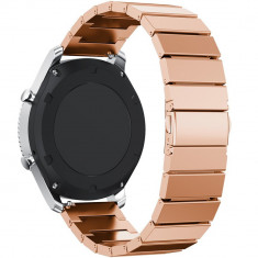 Curea pentru Smartwatch Samsung Galaxy Watch 4, Watch 4 Classic, Gear S2, iUni 20 mm Otel Inoxidabil Rose Gold Link Bracelet foto