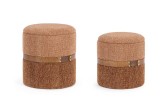 Cumpara ieftin Set 2 tabureti cu spatiu depozitare textil maro ginger Talya &Oslash;36x38h; &oslash;40x44h