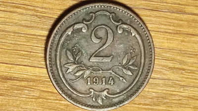 Austria Imperiu Habsburgic - moneda de colectie - 2 heller 1914 - impecabila ! foto