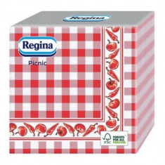 Servetele de Masa Regina Picnic, 45 Buc/Set, 33x33 cm, 1 Strat, Alb/Rosu, Servetele de Masa Un Singur Strat Regina, Regina Servetele de Masa, Servetel foto