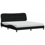 Cumpara ieftin Pat cu saltea, Hvar, negru, 180x200 cm, catifea