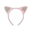 Bentita Copii Urechi Pisica Roz Auriu Glitter - Carnaval, Petreceri, Serbare - Accesoriu Par Fete +3 Ani