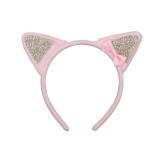 Bentita Copii Urechi Pisica Roz Auriu Glitter - Carnaval, Petreceri +3 Ani
