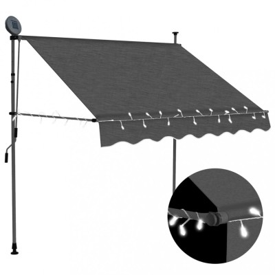 vidaXL Copertină retractabilă manual cu LED, antracit, 150 cm 145863 foto