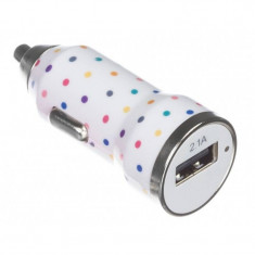 Incarcator auto Trendz Bullet Polka Dot 2100 mAh USB foto