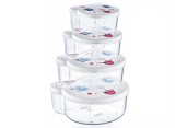 Set 4 cutii de depozitare, rotunde model animalute diverse, 200, 300, 500, 750ml, JollyMag, HOB020980