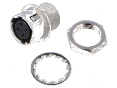Conector circular HR10 push-pull soclu 2A argintat pentru lipire foto
