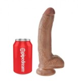 King Cock &ndash; Dildo Realist cu Testicule și Ventuză 22,8 cm