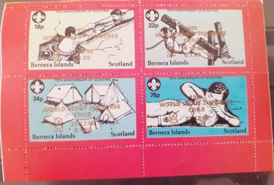 Bernera island scutism mondial scout jamboree Chile supratipar 4v mnh foto