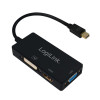 CABLU video LOGILINK splitter Mini-DisplayPort (T) la HDMI (M) + DVI-I DL (M) + VGA (M) 10cm rezolutie maxima 4K UHD (3840 x 2160) la 30 Hz negru &amp;quo