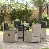 VidaXL Set de dining pentru grădină , 5 piese, gri deschis din rattan poliester