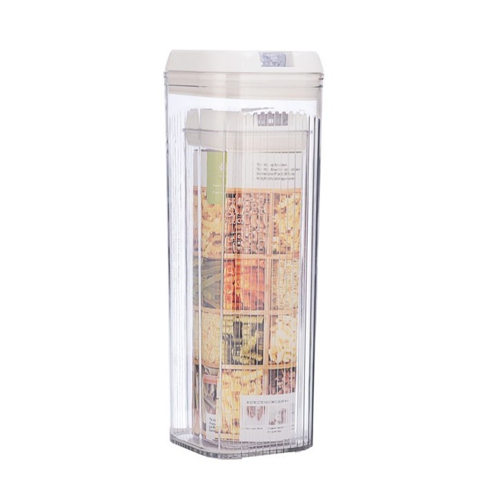 Set 2 recipiente depozitare alimente 1.2l si 2.5l, cutii tip container pentru cereale, paste sau faina, transparent cu capac alb
