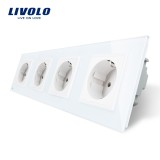 Cumpara ieftin Priza cvadrupla Livolo cu rama din sticla