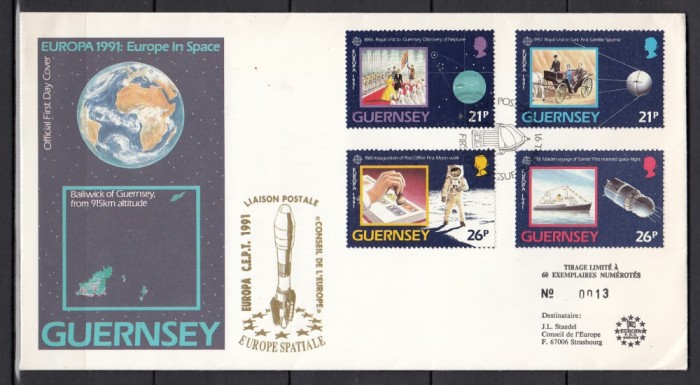 Guernesey 1991 - FDC SPECIAL AUR-EUROPA SPATIALA -Tiraj limitat 60 ex. numerot.