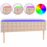 Tăblie de pat cu LED cappuccino 200x5x78/88 cm piele ecologică