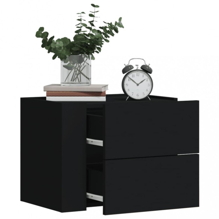 vidaXL Noptiere de perete, 2 buc., negru, 45x30x35 cm 848328