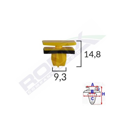 CLIPS FIXARE ELEMENTE EXTERIOARE PENTRU HYUNDAI 9.3X14.8MM - GALBEN SET 10 BUC 61836 foto