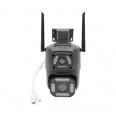 Camera de supraveghere lentila duala 4MP 1080P, P2P WIFI 2.4GHz, PTZ cu senzor de miscare, detectie umana si aplicatie V380 Pro