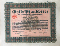 1000 Goldmark Titlu de stat Germania 1931 foto