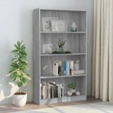 VidaXL Bibliotecă cu 4 niveluri gri sonoma 80x24x142 cm lemn compozit