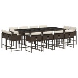 Cumpara ieftin Set mobilier de gradina, 13 piese, maro, cu perne, poliratan